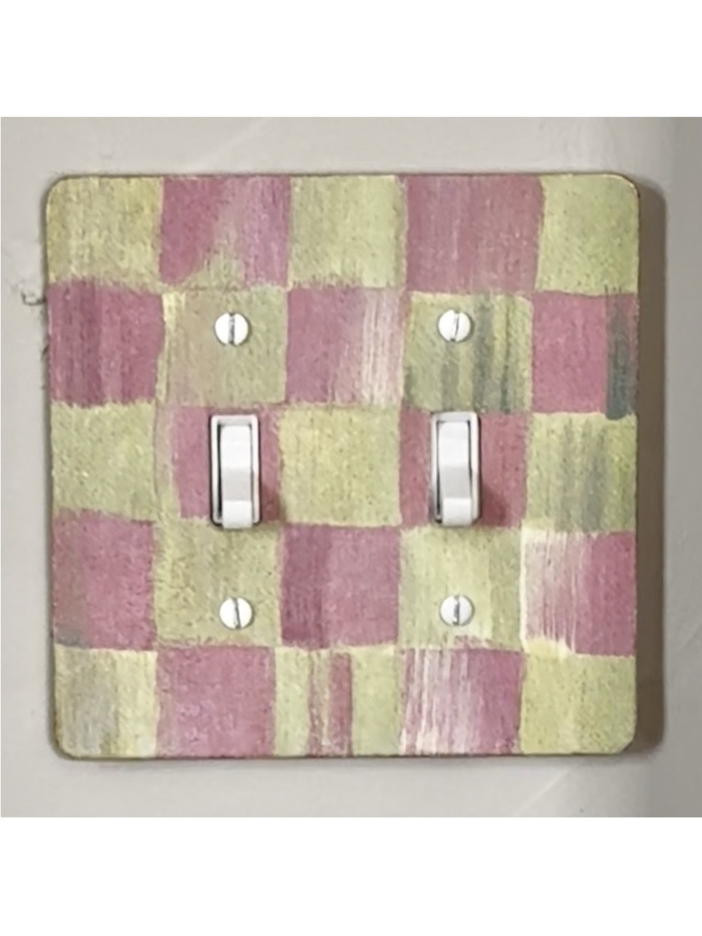 Hand Crafted Rosy Check Double Switch Plate Cover